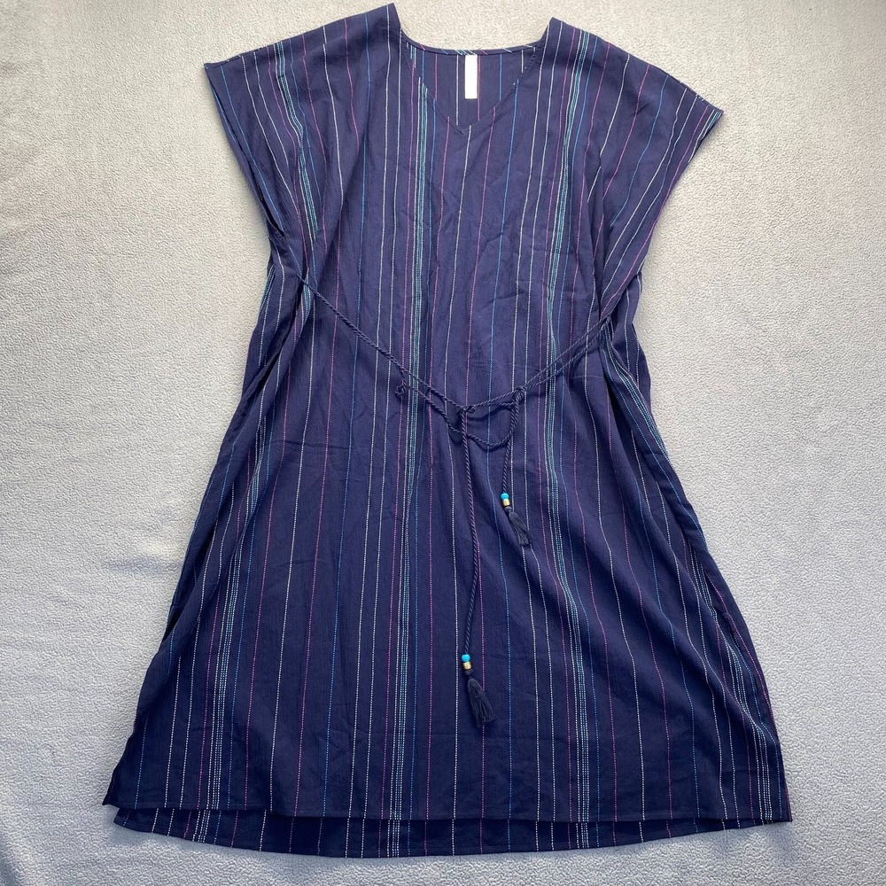 Lane Bryant Womens Navy Blue Striped Dress,Size 10/12,Tunic,Hippi - Picture 1 of 10